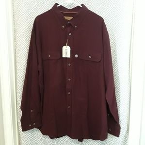 BURGUNDY BUTTON UP Men's long sleeve SHIRT XXL